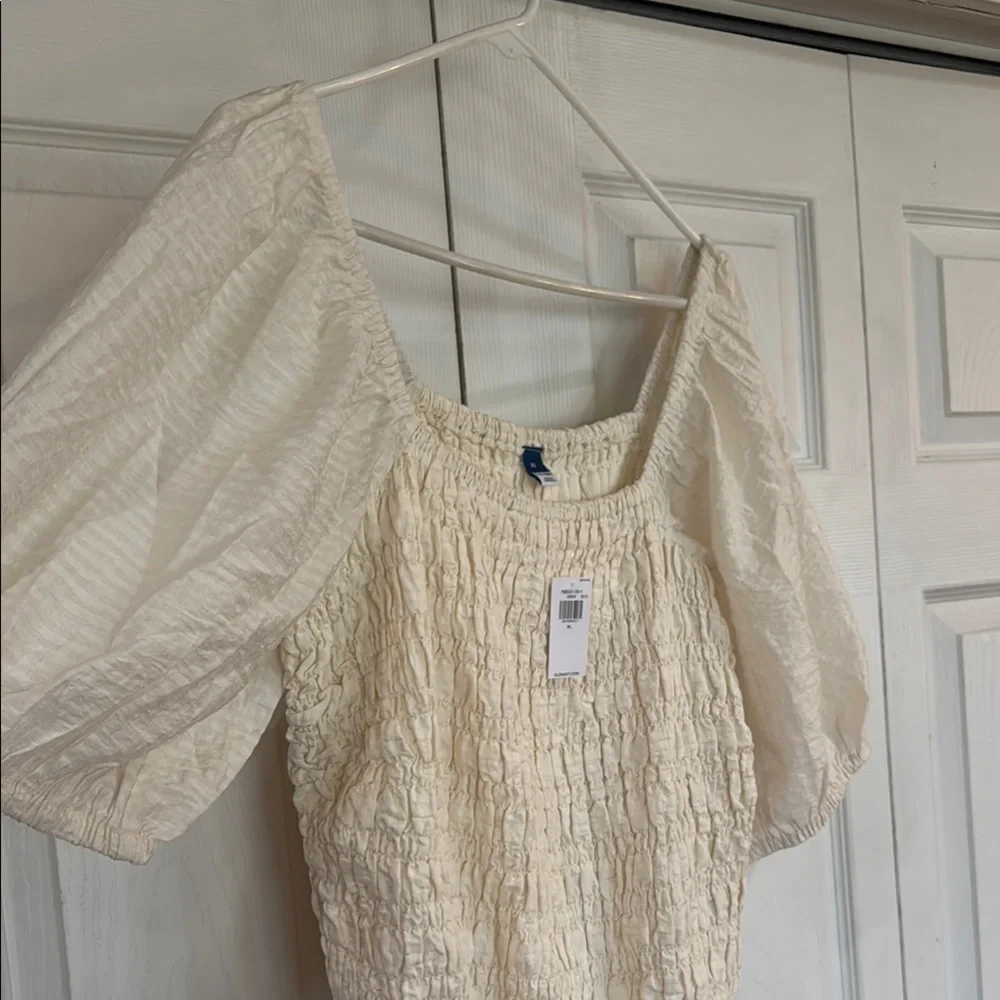 Old Navy Cream Puff Sleeve Smocked Blouse